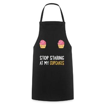 Arrêtez de regarder mes cupcakes Pâtisserie Boulanger Rose Fros - Tablier de cuisine - noir - Devant - AI Model Male 185 dark (185cm)