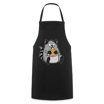 Fat Raccoon Eating Pizza Funny Comic Style - Cooking Apron - black - Front - AI Model Male 185 dark (185cm)