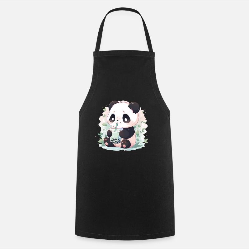 Kawaii panda bubble tea boba tea - Kochschürze - Schwarz