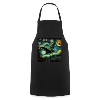 Bat, Van Gogh, Starry Night, Animal - Cooking Apron - black - Front - AI Model Male 185 dark (185cm)