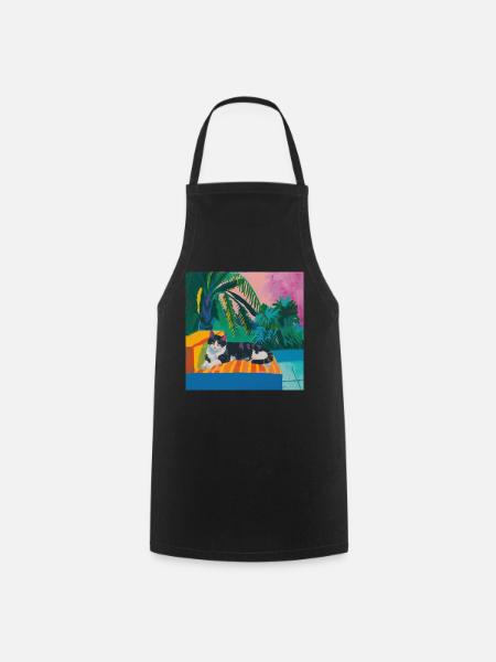 katze, katzen bunt, tier, geschenk, geschenkidee - Kochschürze - Schwarz