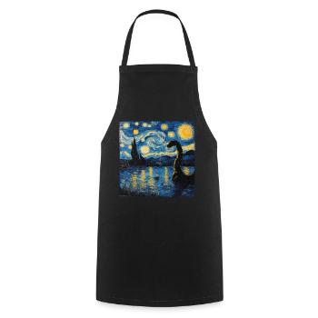 loch ness monster, nessie, van gogh, sternenacht - Kochschürze - Schwarz - Vorne - AI Model Male 185 dark (185cm)