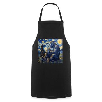 Bigfoot, Big Foot, Van Gogh, Starry Night - Cooking Apron - black - Front - AI Model Male 185 dark (185cm)