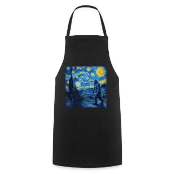 Bigfoot, Big Foot, Van Gogh, Starry Night - Cooking Apron - black - Front - AI Model Male 185 dark (185cm)