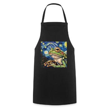 frosch, tier, van gogh, sternenacht - Kochschürze - Schwarz - Vorne - AI Model Male 185 dark (185cm)