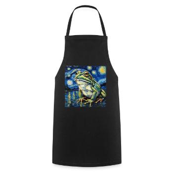 frosch, tier, van gogh, sternennacht - Kochschürze - Schwarz - Vorne - AI Model Male 185 dark (185cm)