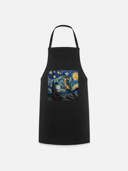 Eisvogel Van Gogh Style Starry Night Sternennacht - Kochschürze - Schwarz