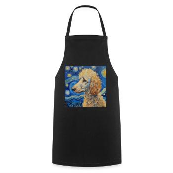 Caniche, Chien, Van Gogh, Nuit Étoilée - Tablier de cuisine - noir - Devant - AI Model Male 185 dark (185cm)