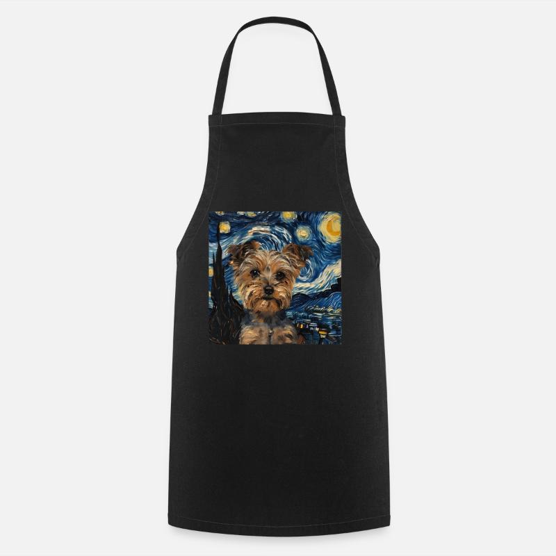 Yorkshire terrier, hund, Van Gogh, Sternennacht - Kochschürze - Schwarz