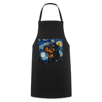 rottweiler, dog, van gogh, starry night - Cooking Apron - black - Front - AI Model Male 185 dark (185cm)