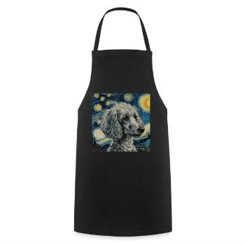 Caniche, Chien, Van Gogh, Nuit Étoilée - Tablier de cuisine - noir - Devant - AI Model Male 185 dark (185cm)