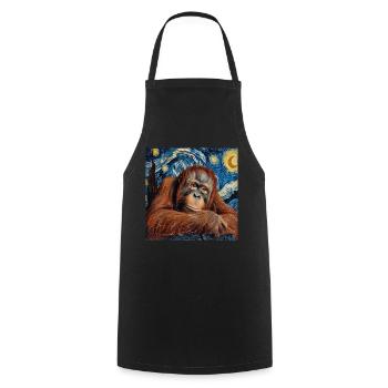 Orang-outan, singe, Van Gogh, nuit étoilée, cadeau - Tablier de cuisine - noir - Devant - AI Model Male 185 dark (185cm)