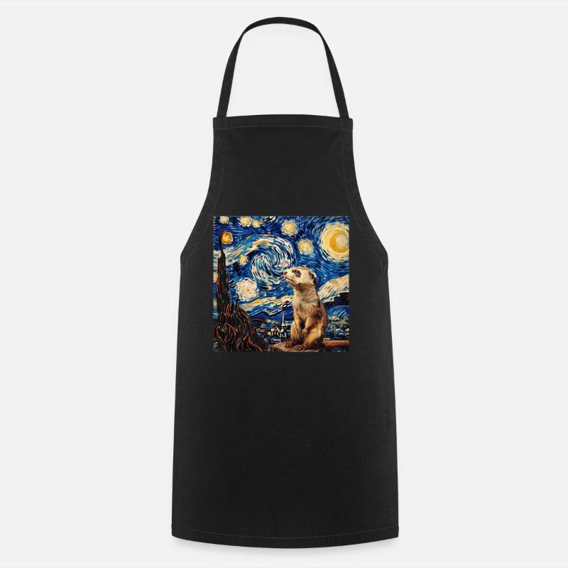 Frettchen, Van Gogh, Geschenk - Kochschürze - Schwarz