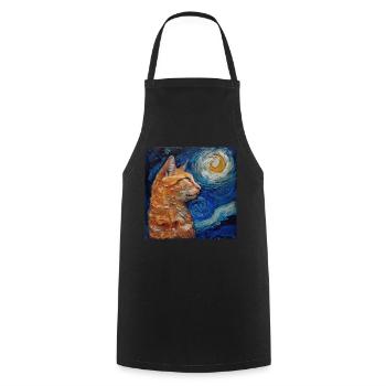 Cat, Cat Motif - Cooking Apron - black - Front - AI Model Male 185 dark (185cm)