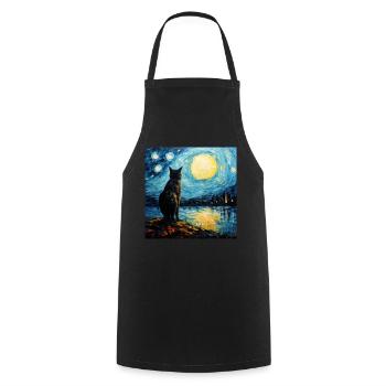 Cat, Cat Motif - Cooking Apron - black - Front - AI Model Male 185 dark (185cm)