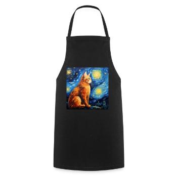 Cat, Cat Motif - Cooking Apron - black - Front - AI Model Male 185 dark (185cm)