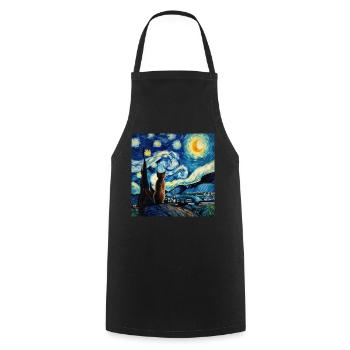 Cat, Cat Motif - Cooking Apron - black - Front - AI Model Male 185 dark (185cm)