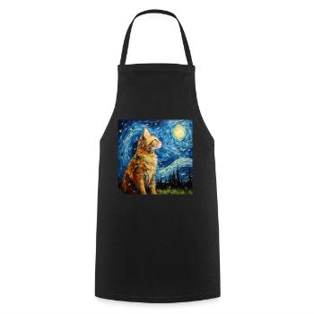 Cat, Cat Motif - Cooking Apron - black - Front - AI Model Male 185 dark (185cm)