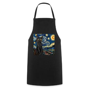 Chat, Motif De Chat - Tablier de cuisine - noir - Devant - AI Model Male 185 dark (185cm)