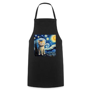 Cat, cat motif - Cooking Apron - black - Front - AI Model Male 185 dark (185cm)
