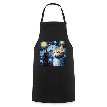 Chat, motif chat, cadeau - Tablier de cuisine - noir - Devant - AI Model Male 185 dark (185cm)