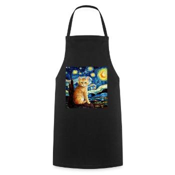Chat, motif chat, cadeau - Tablier de cuisine - noir - Devant - AI Model Male 185 dark (185cm)