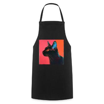 Katze, katzenmotiv, popart, geschenk, geschenkidee - Kochschürze - Schwarz - Vorne - AI Model Male 185 dark (185cm)