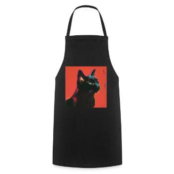 Katze, katzenmotiv, bunt, geschenk - Kochschürze - Schwarz - Vorne - AI Model Male 185 dark (185cm)