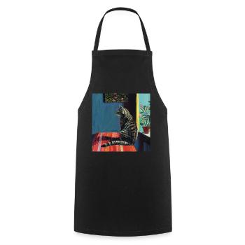 Katze, katzenmotiv, popart, geschenk, geschenkidee - Kochschürze - Schwarz - Vorne - AI Model Male 185 dark (185cm)