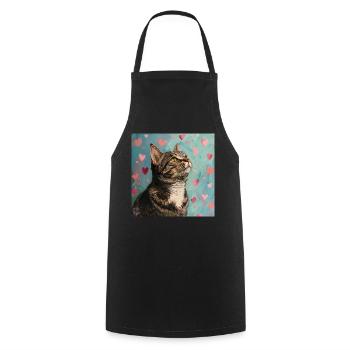 Katze, katzenmotiv, popart, geschenk, geschenkidee - Kochschürze - Schwarz - Vorne - AI Model Male 185 dark (185cm)