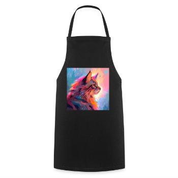 Katze, katzenmotiv, anime, geschenk, geschenkideen - Kochschürze - Schwarz - Vorne - AI Model Male 185 dark (185cm)