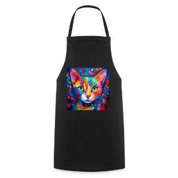 cat, cat motif, colorful, gift, gift ideas - Cooking Apron - black - Front - AI Model Male 185 dark (185cm)