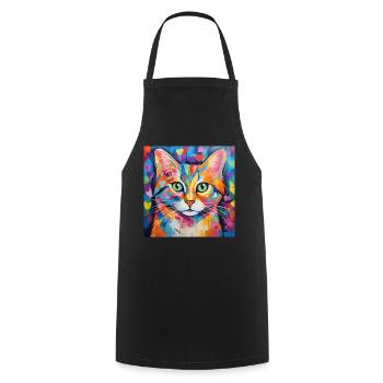 Katze, katzenmotiv, herz, geschenk, geschenkideen - Kochschürze - Schwarz - Vorne - AI Model Male 185 dark (185cm)