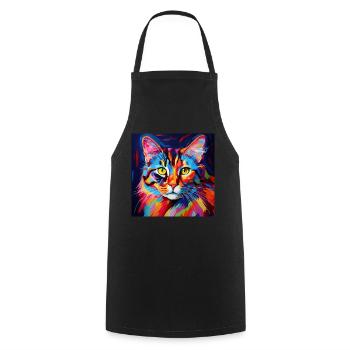 cat, cat motif, colorful, gift, gift ideas - Cooking Apron - black - Front - AI Model Male 185 dark (185cm)