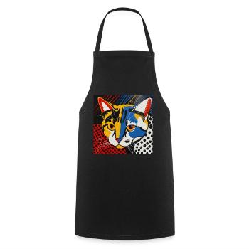 Chat, Motif De Chat - Tablier de cuisine - noir - Devant - AI Model Male 185 dark (185cm)