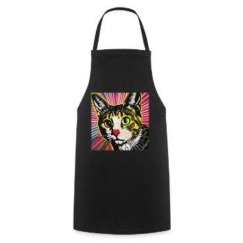 Katze, katzenmotiv - Kochschürze - Schwarz - Vorne - AI Model Male 185 dark (185cm)