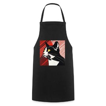 Chat, Motif De Chat - Tablier de cuisine - noir - Devant - AI Model Male 185 dark (185cm)