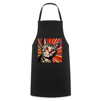 Cat, Cat Motif - Cooking Apron - black - Front - AI Model Male 185 dark (185cm)