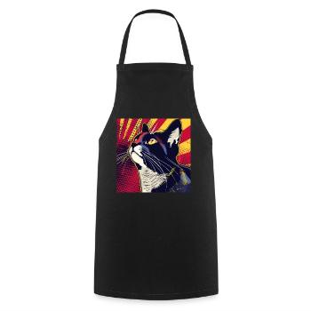 Cat, Cat Motif - Cooking Apron - black - Front - AI Model Male 185 dark (185cm)