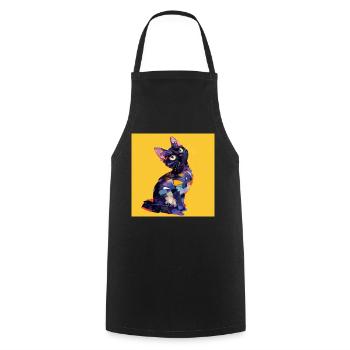 Cat, Cat Motif - Cooking Apron - black - Front - AI Model Male 185 dark (185cm)