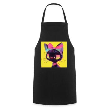 Chat, Motif De Chat - Tablier de cuisine - noir - Devant - AI Model Male 185 dark (185cm)