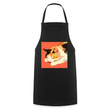Cat, Cat Motif - Cooking Apron - black - Front - AI Model Male 185 dark (185cm)