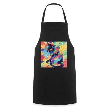 Cat, Cat Motif - Cooking Apron - black - Front - AI Model Male 185 dark (185cm)