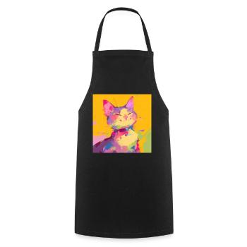 Chat, Motif De Chat - Tablier de cuisine - noir - Devant - AI Model Male 185 dark (185cm)