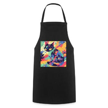 Cat, Cat Motif - Cooking Apron - black - Front - AI Model Male 185 dark (185cm)