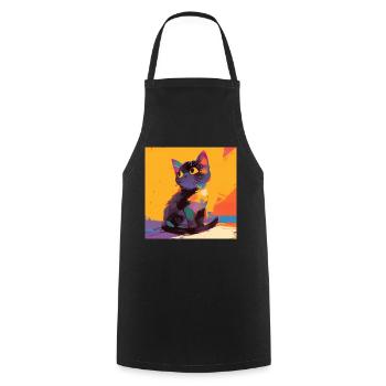 Chat, Motif De Chat - Tablier de cuisine - noir - Devant - AI Model Male 185 dark (185cm)