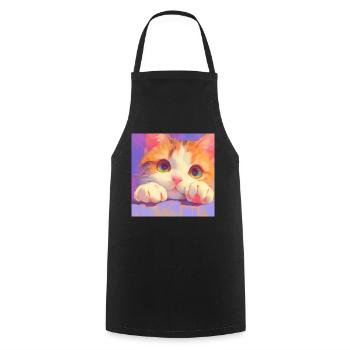Cat, Cat Motif - Cooking Apron - black - Front - AI Model Male 185 dark (185cm)