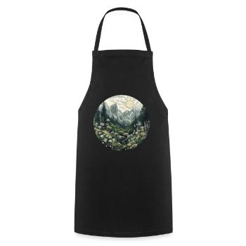 Boho, Flowers, Mountains, Landscape, Nature, Trees - Cooking Apron - black - Front - AI Model Male 185 dark (185cm)