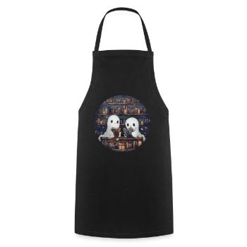 Ghosts, Reading, Book, Library, Halloween - Cooking Apron - black - Front - AI Model Male 185 dark (185cm)