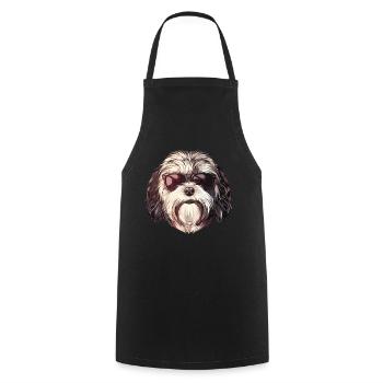 Havanese, Dog, Sunglasses, Summer - Cooking Apron - black - Front - AI Model Male 185 dark (185cm)